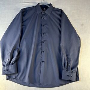 Ben‎ Sherman All Way Slim Fit Sz XL 17/17.5 34/35 Dress Shirt Navy Blue Long Slv